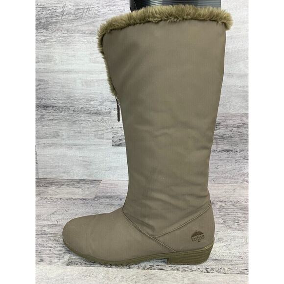 Totes Stride Womens Size 9M Faux Fur Lined Waterproof Winter Boots Beige/Khaki - Picture 6 of 8